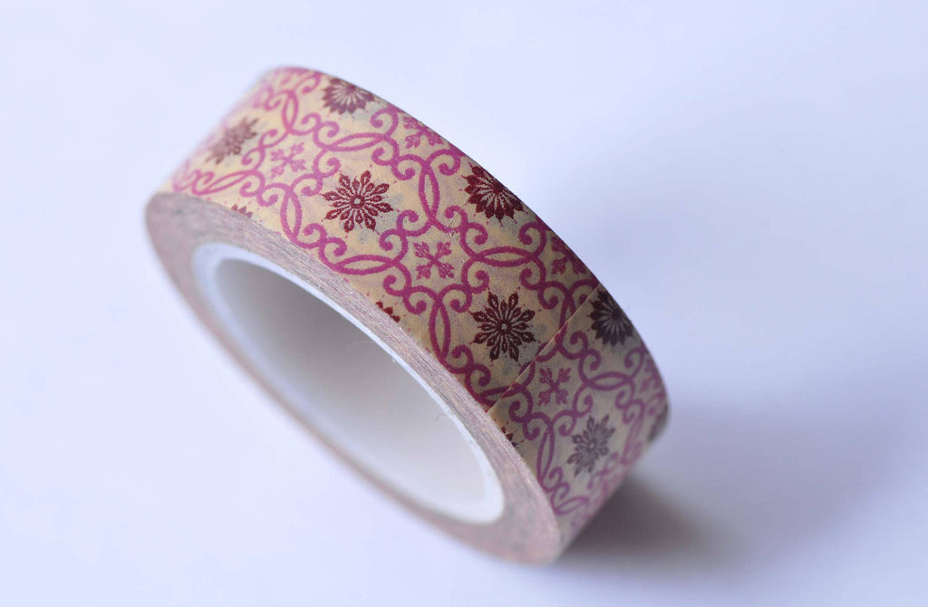 Fancy Floral Pattern Masking Washi Tape 15mm x 10M A12755