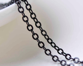 16ft (5m) E Coating Black Flat Oval Cable Chain Soldered Links A9008