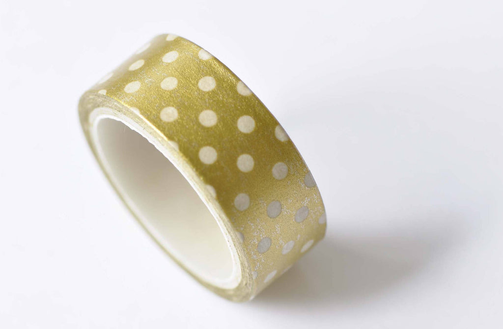 Green Polka Dots Adhesive Washi Tape 15mm Wide x 5M Roll A12499