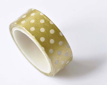 Green Polka Dots Adhesive Washi Tape 15mm Wide x 5M Roll A12499
