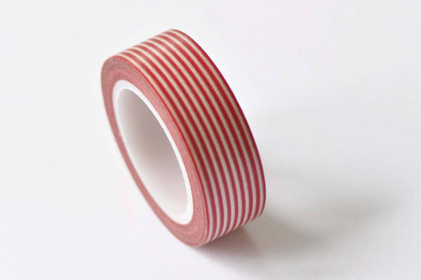 Red Lines Stripes Adhesive Washi Tape 15mm Wide x 10M Roll A12506