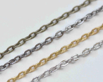 32ft (10m) Antique Bronze/Platinum/Gold/Gunmetal Flat Cable Chain Link