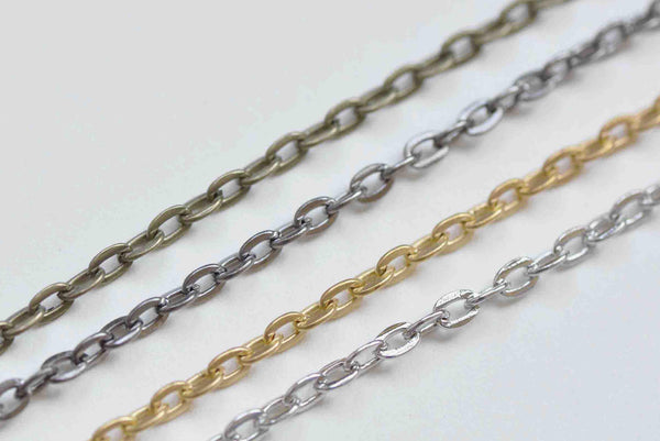 32ft (10m) Antique Bronze/Platinum/Gold/Gunmetal Flat Cable Chain Link