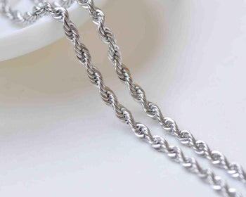 16ft (5m) Platinum Silvery Gray Iron Twisted Rope Chain 3mm A8905