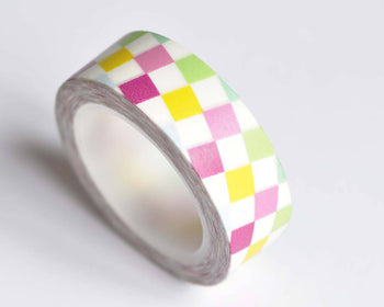 Colorful Square Pattern Adhesive Washi Tape 15mm x 10M Roll A12553