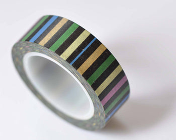 Colorful Stripes Deco Adhesive Washi Tape 15mm Wide x 10M Roll A12577