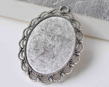 6 pcs Antique Silver Base Setting Match 30x40mm Cabochon A8912
