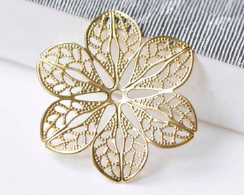 10 pcs Raw Brass Filigree Floral Stamping Embellishments 35mm A9017