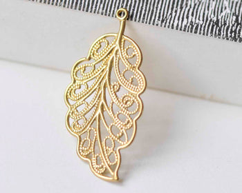 20 pcs Raw Brass Filigree Leaf Charms Stamping Embellishments A8960