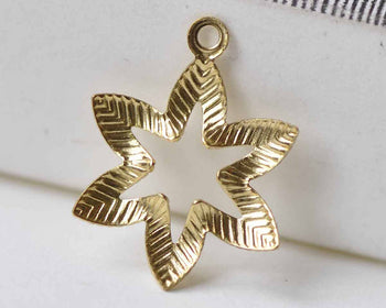 20 pcs Raw Brass Cut Out Leaf Floral Charms Stamping 14mm A8962