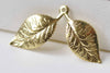 20 pcs Raw Brass Two Leaf Branch Charms Stamping Embellishments A8970
