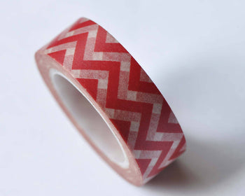 Red Chevron Wave Masking Washi Tape 15mm x 10M Roll A12770