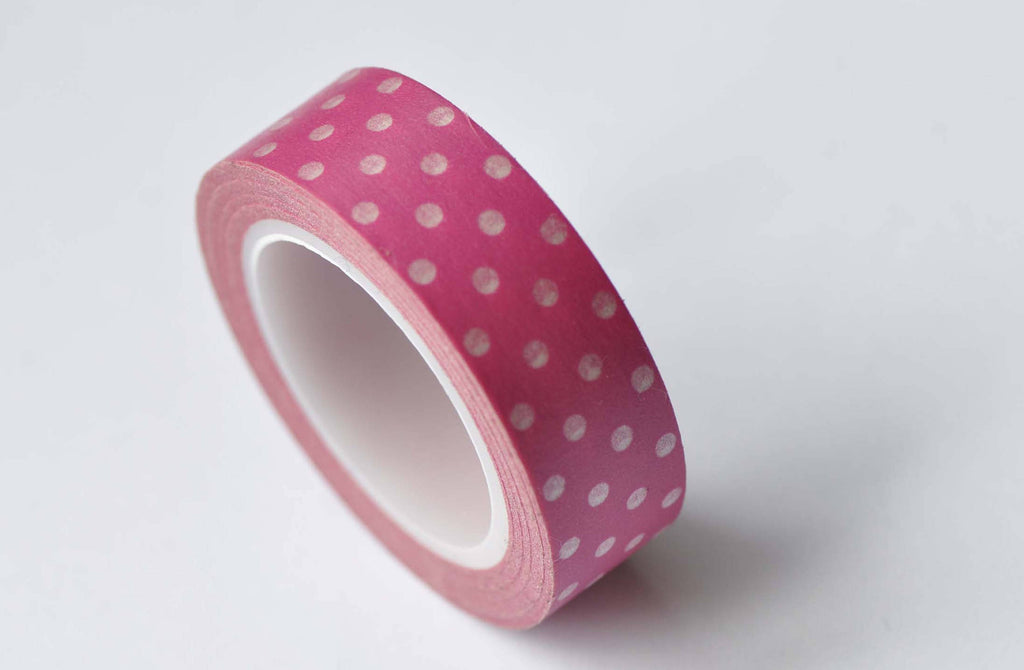 Pink Polka Dots Adhesive Washi Tape 15mm Wide x 10M Roll A12677
