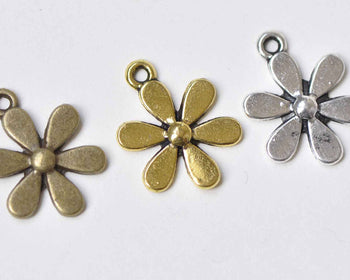20 pcs Antique Silver/Bronze/Gold 6 Leaf Flower Charms  14mm