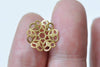 30 pcs Raw Brass Filigree Flower Round Embellishments 15mm A9033