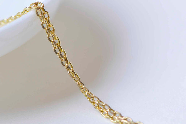 16ft (5m) Gold Tone Brass Textured Oval Cable Chain 1.5mm A9035