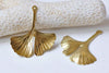 10 pcs Raw Brass Gingko Gingkgo Leaf Pendants Embellishments A9039