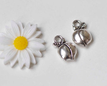 20 pcs Antique Silver Peach Fruit Charms 8x14mm A8996