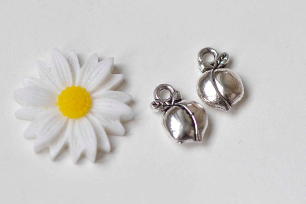 20 pcs Antique Silver Peach Fruit Charms 8x14mm A8996