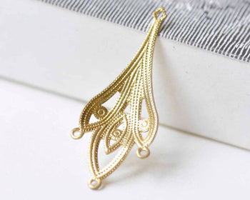 20 pcs Raw Brass Filigree  Earring Drops Embellishments A9040