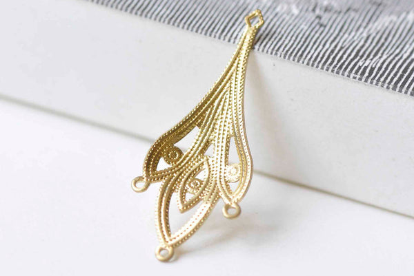 20 pcs Raw Brass Filigree  Earring Drops Embellishments A9040