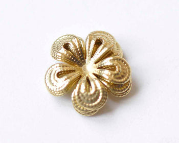 20 pcs Raw Brass Filigree Flower Round Embellishments 16mm A9047