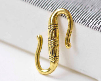 30 pcs Antique Gold Textured S Hook Closure Clasps  11x22mm A9003