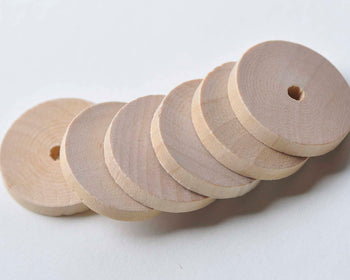 10 pcs Unfinished Round Wood Chips Spacer Beads Findings  A2331