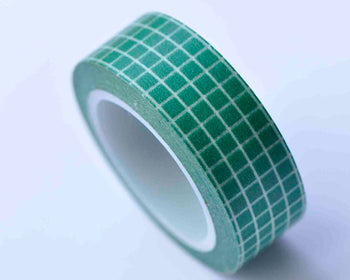 Green Grid Pattern Washi Tape Journal Supplies 15mm x 10M Roll A12875
