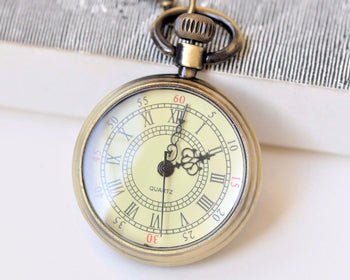 1 PC Antique Bronze Double Numerals Pocket Watch A5002