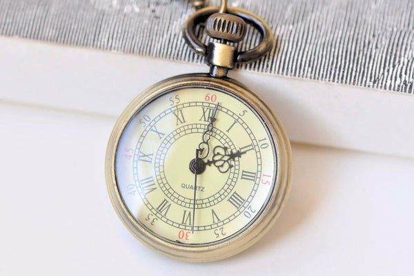 1 PC Antique Bronze Double Numerals Pocket Watch A5002