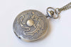 Antique Bronze Large Round Pocket Watch Necklace Set of 1 A4634