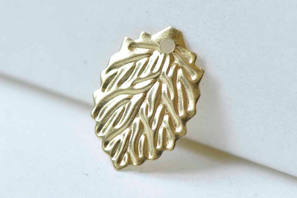 50 pcs Raw Brass Leaf Charms Stamping Embellishments A9034