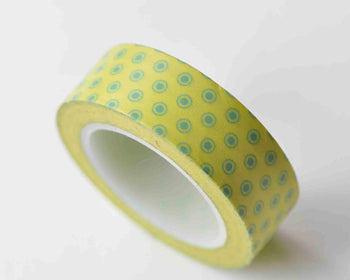 Blue Dots On Yellow Self-Adhesive Washi Tape 15mm x 10M Roll A12907