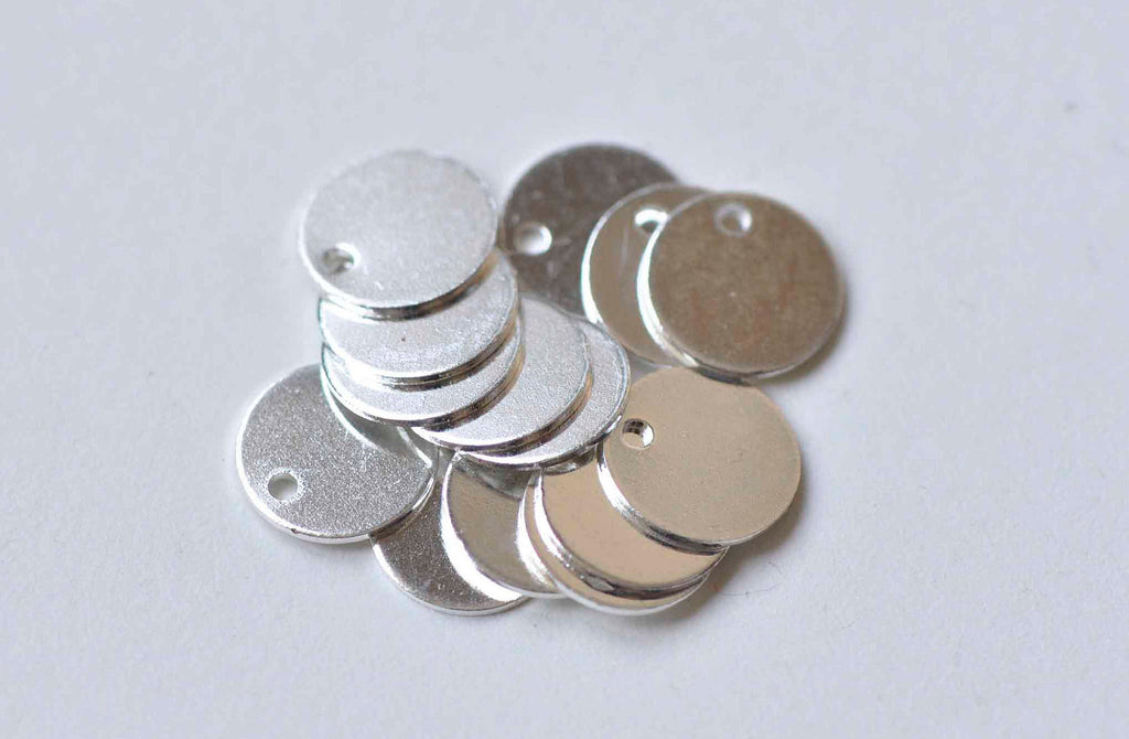100 pcs Shiny Silver Flat Round Blank Disc Thick Charms 8mm A9042