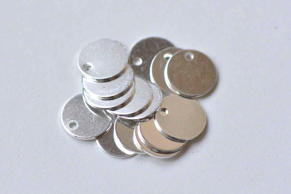 100 pcs Shiny Silver Flat Round Blank Disc Thick Charms 8mm A9042