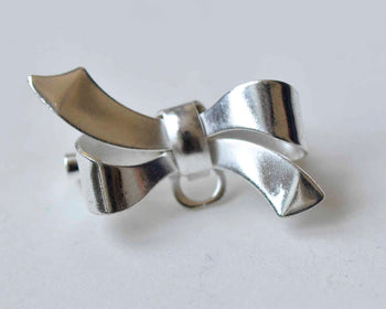 10 pcs Silver Bowtie Knot Safety Pin Brooch Pendants Findings A9051