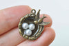 6 pcs Bird And Three Eggs In Nest Charms Pendants