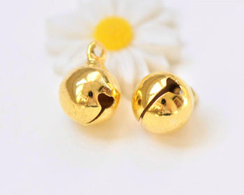 50 pcs Gold Color Brass Bells Jingle Bells Charms  10mm A5501