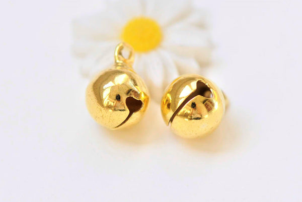 50 pcs Gold Color Brass Bells Jingle Bells Charms  10mm A5501