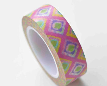 Colorful Grid Pattern Washi Tape Journal Supplies 15mm x 10M Roll A12975