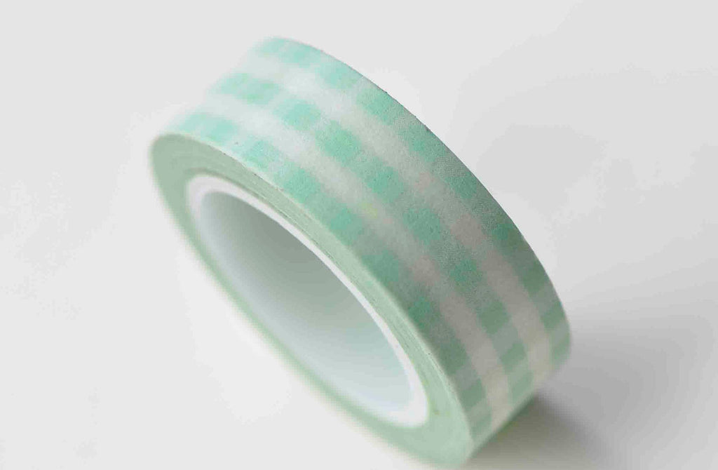 Green Grid Pattern Washi Tape Journal Supplies 15mm Wide x 10M Roll A13042