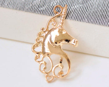 10 pcs Light Gold Filigree Unicorn Charms  20x38mm A3346