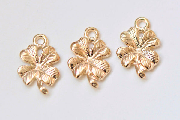 30 pcs Light Gold Lucky Flower Charms 10x19mm A1514