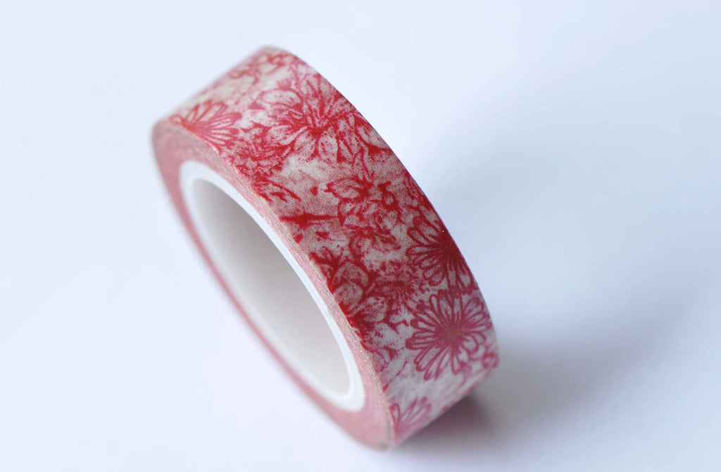 Red Daisy Flower Washi Tape Journal Supplies 15mm x 5M Roll A12791
