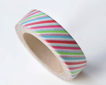 Colorful Stripes Washi Tape 15mm Wide x 10M Roll A13162