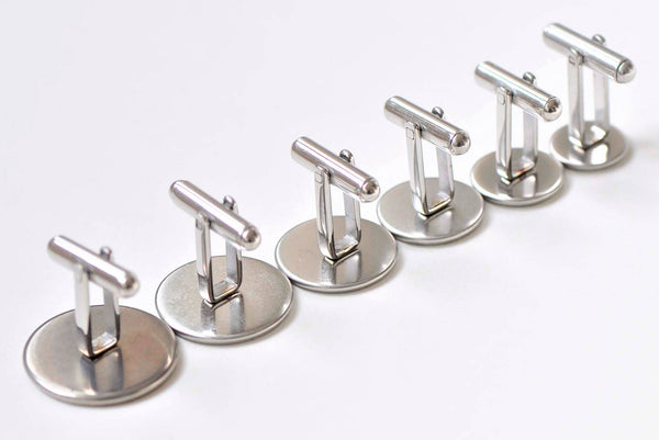 10 pcs  Stainless Steel Cufflinks Blanks Bezel Match 10mm-20mm Cabochon