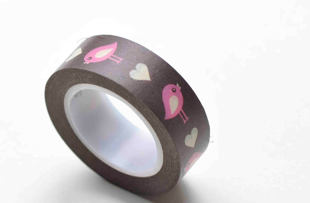 Bird Heart Adhesive Washi Tape 15mm Wide x 10M Roll A12890