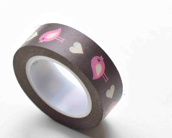 Bird Heart Adhesive Washi Tape 15mm Wide x 10M Roll A12890