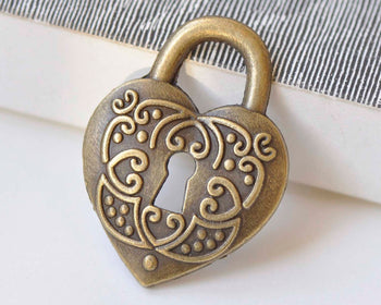 10 pcs Antique Bronze Vintage Lock Pendants Charms 28x38mm A3976